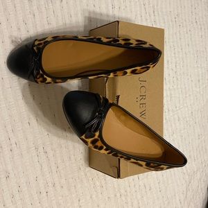 JCrew Factory Size 8 Leopard Calf Hair Ballet Flats.